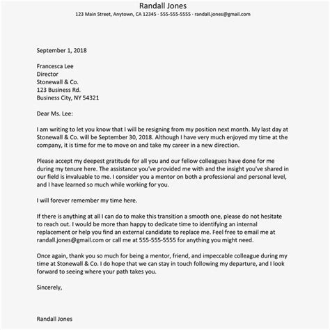 Editable Sincere And Appreciative Resignation Letters Heartfelt