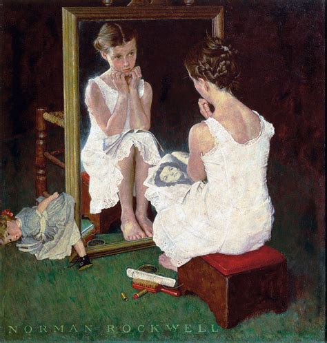 Norman Rockwell Girl At Mirror 1954 Here Women Talk