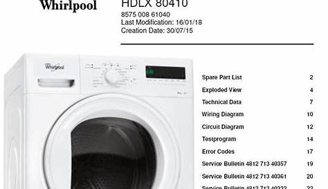 Whirlpool HDLX 80410 Dryer Service Technicians Manual | Technician