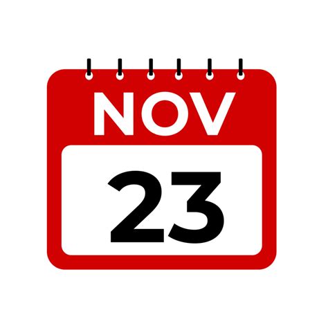 November 23 Calendar Reminder 23 November Daily Calendar Icon Template