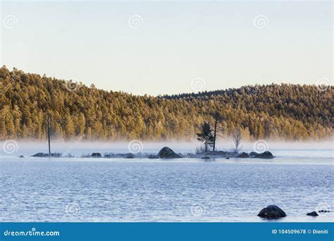 Sunrise At Inari Lake Finland Stock Photo Image Of Shore Calm