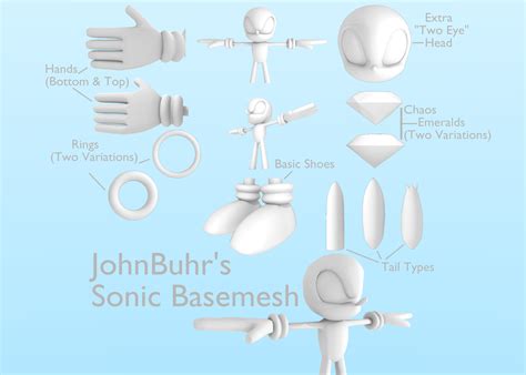 Johnbuhrs New Sonic Character Base Mesh By Johnbuhr On Deviantart