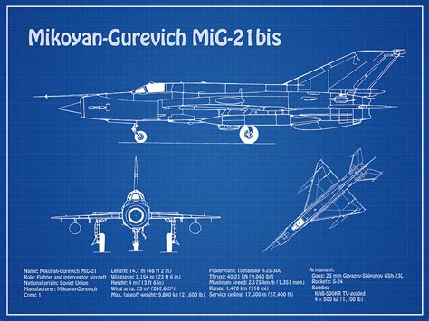 Mig Bis Airplane Blueprint Drawing Plans Outline For Mikoyan Gurevich Mig Fishbed