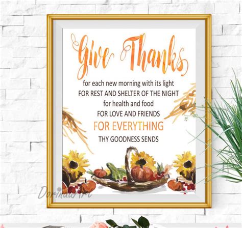 Give thanks printable Poem Thankful Wall art Thanksgiving | Etsy