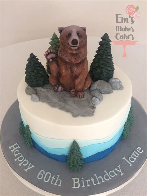 Mountain range grizzly bear theme cake | Woodland birthday cake, Bear