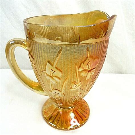 Vintage Jeanette Marigold Carnival Glass Iridescent Iris Etsy