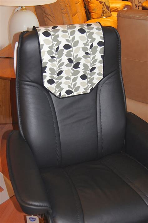 Recliner Chair Headrest Cover Black And Gray Leaves By Chairflair