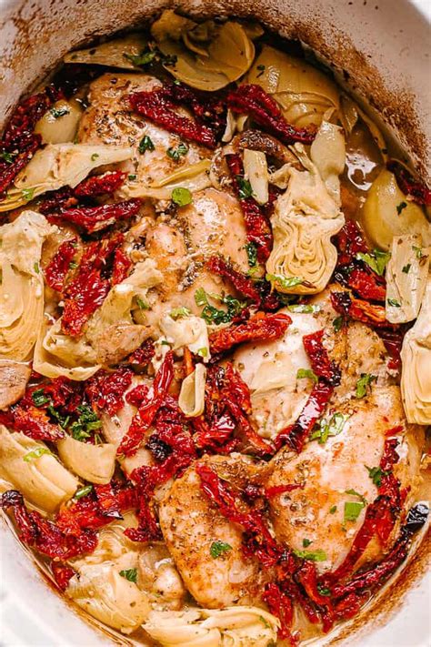 Depending on the size of your slow cooker, this recipe may not double well. Crock Pot Chicken Thighs Recipe with Artichokes and Sun-Dried Tomatoes | mhandy | Copy Me That