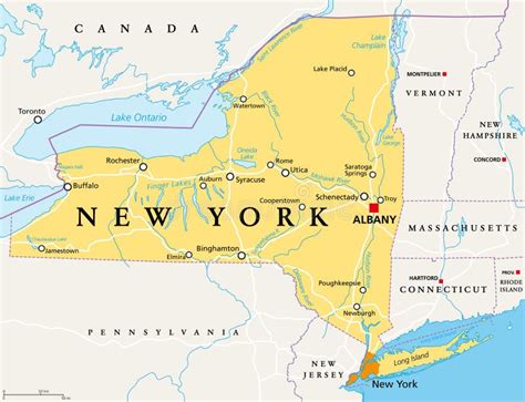 La Frontière De Létat De New York New York états Unis Trace Les