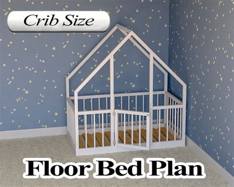 Montessori Floor Bed Plan Crib Size Pdf Diy Etsy