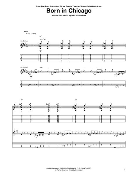 A character listed in a song with an asterisk (*) by the character's name indicates that the character exclusively serves as a dancer in this. Born In Chicago Sheet Music | The Paul Butterfield Blues Band | Guitar Tab