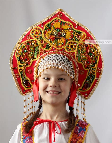 Russian Kokohnik Khokhloma Russian Traditional Headwear Floral