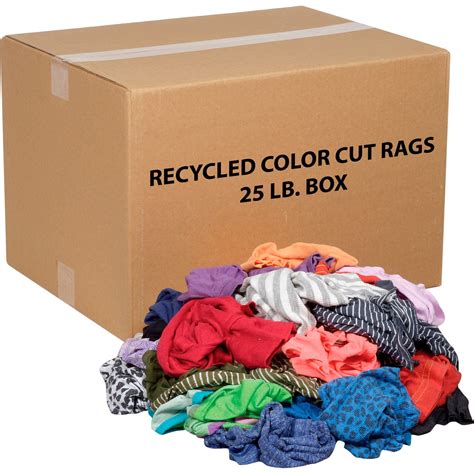 Global Industrial 25 Lb Box Recycled Cut Rags Mixed Colors
