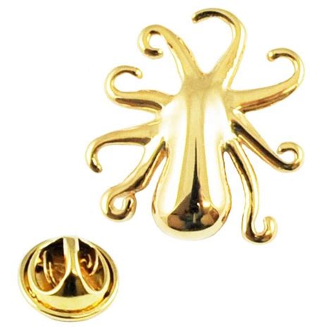 Gold Plated Octopus Lapel Pin Badge From Ties Planet Uk