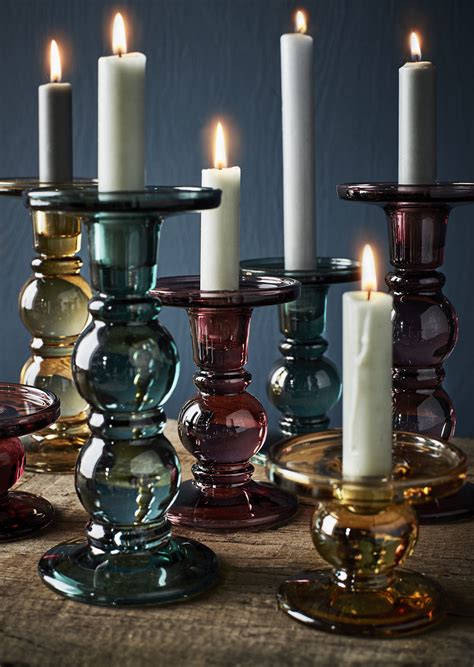 Coloured Glass Candle Holders By The Forest And Co Candelabros De