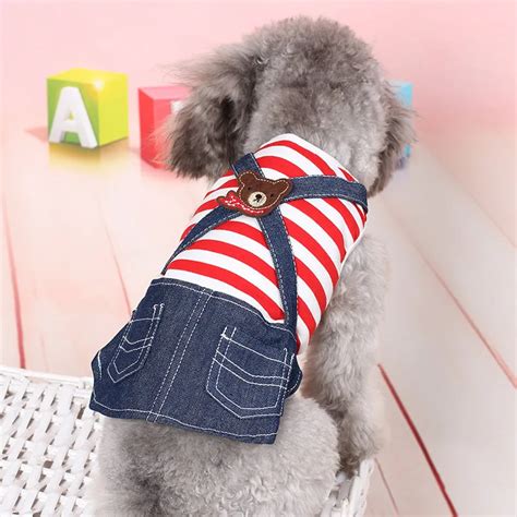 Free Shipping Pet Product Dog Clothes Dress Cute Fashion Jean Striped
