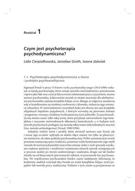 PDF Czym Jest Psychoterapia Psychodynamiczna