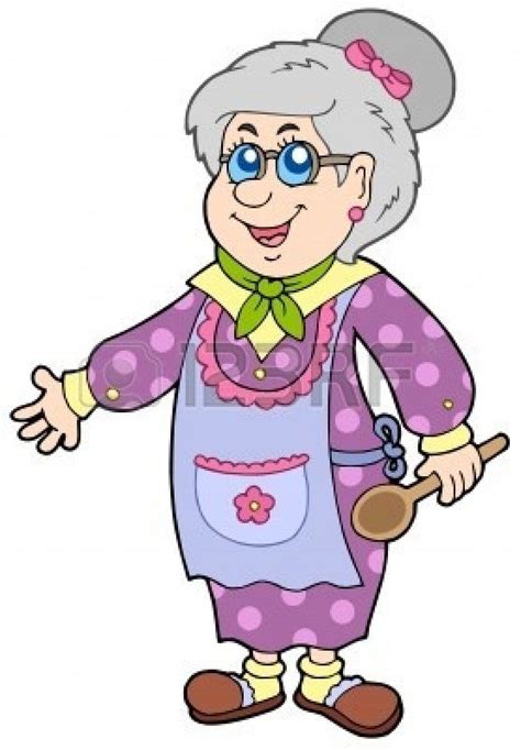 Granny With Spoon Vector Illustration Illustration Vector