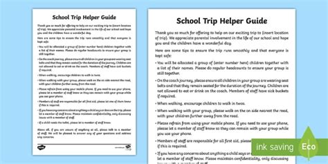 Editable School Trip Guide For Parents Teacher Made