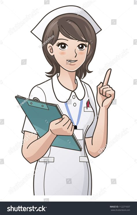 Young Nurse Pointing Index Finger Guiding Stock Vector Royalty Free