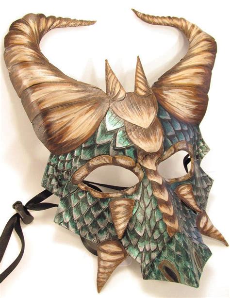Leather Dragon Mask With Detailed Scales And Dimensional Beak