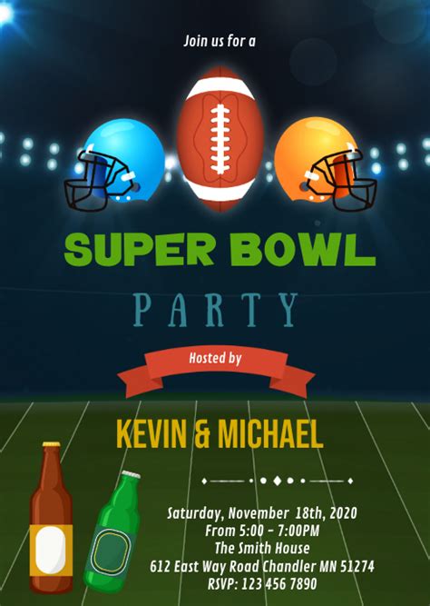 Super Bowl Party Invitation Template Postermywall