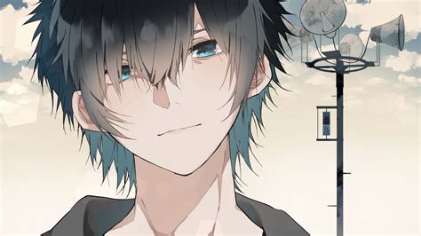 Mostly red eyed anime character tend to be short tempered. Download 1920x1080 Anime Boy, Pole, Blue Eyes, Close-up, Clouds Wallpapers for Widescreen ...