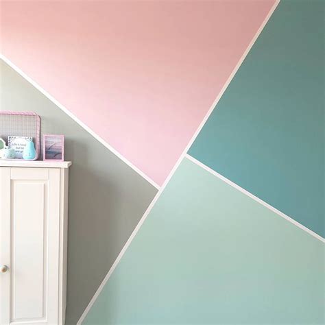 Pastel Wall In Geometric Forms Cute Bedroom Ideas Geometric Forms