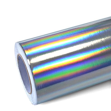 Teckwrap 24x 55 Glossy Silver Holographic Chrome Vinyl Wrap Rainbow