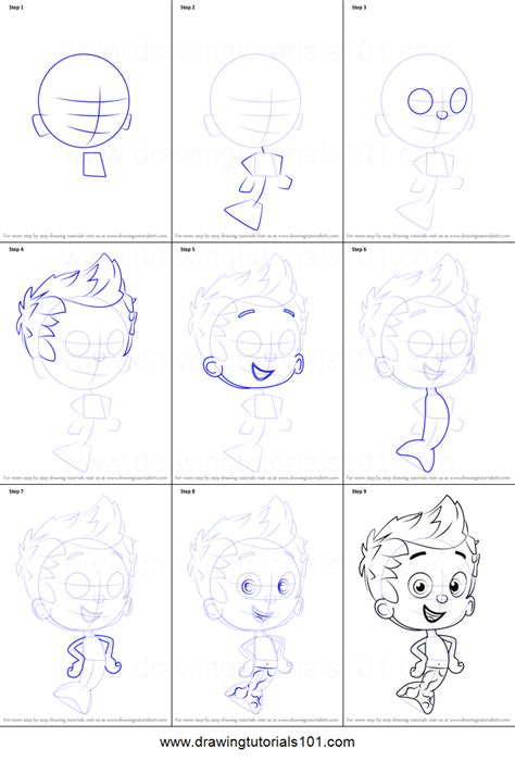 How To Draw Gil From Bubble Guppies Printable Drawing Sheet By