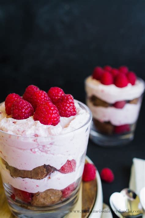 Raspberry Cream And Brownie Trifles For Two
