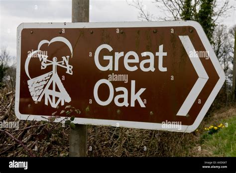 Great Oak Brown Tourist Sign Near Eardisley Herefordshire Stock Photo