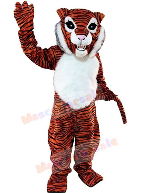 Orange Tiger Mascot Costume With White Fur Animal