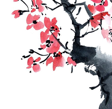 Japanese Cherry Blossom Tree Printable Floral Botanical Etsy