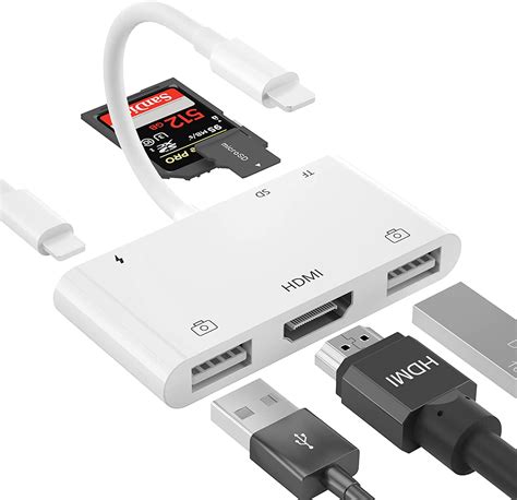Lightning To Hdmi Adapter With Usb Camera 6 In 1 Tf And Sd