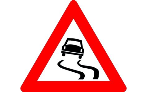 Road Sign Slippery Road Dxf File Free Download