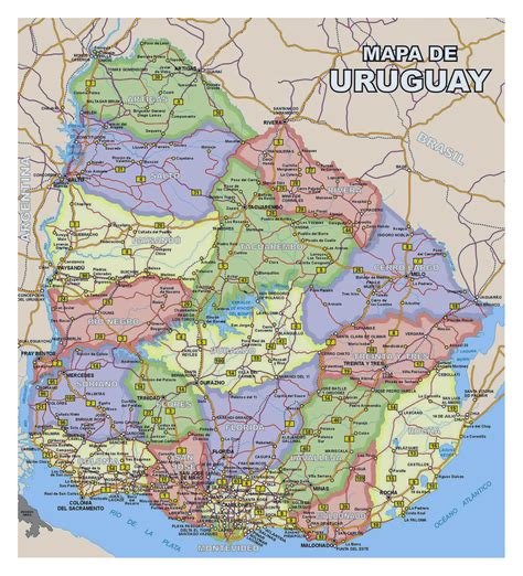 Grande Detallado Mapa Político Y Administrativas Divisiones De Uruguay
