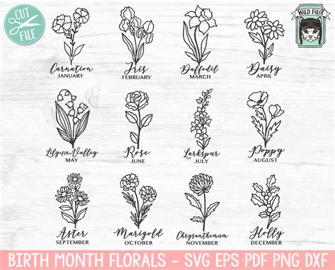 Birth Month Flower Bundle SVG Birth Flowers Svg File Birth - Etsy UK