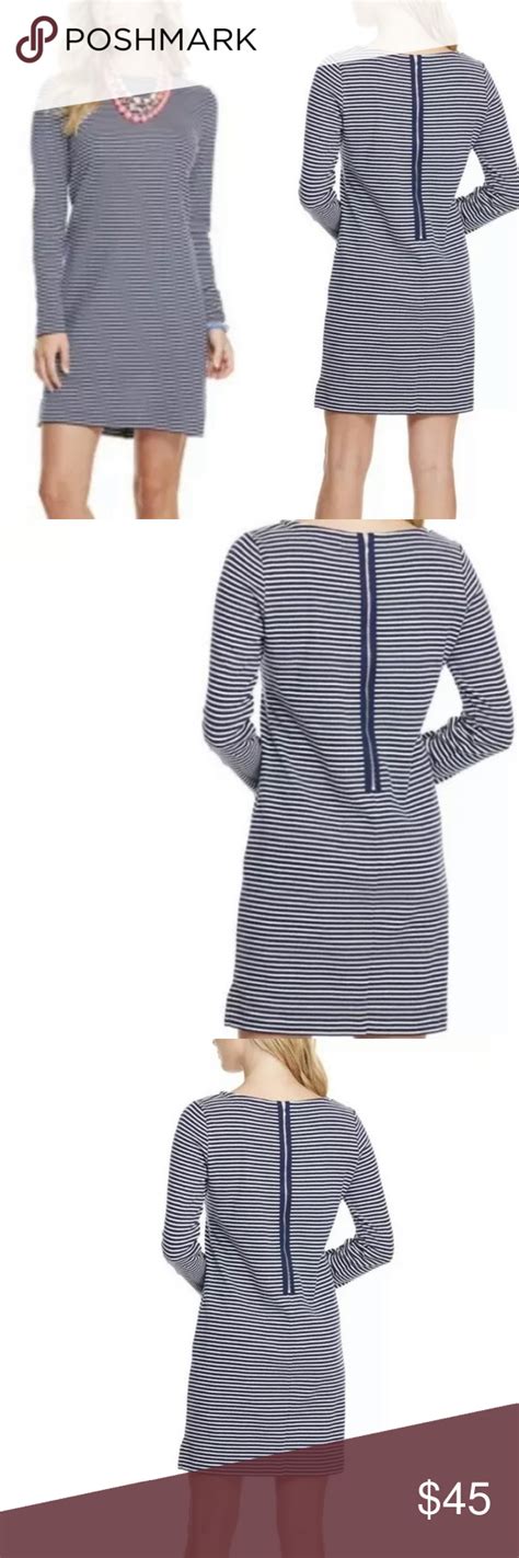 Vineyard Vines Stripe Cotton Knit Dress Navy White Cotton Knit