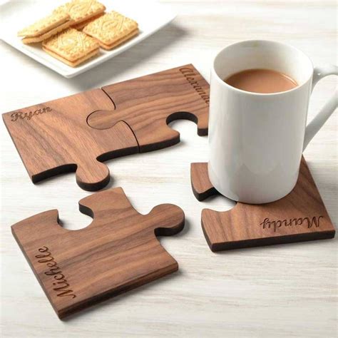 Personalised Wooden T Set Of Four Walnut Coasters By Create T