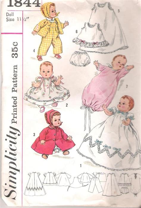 1956 Simplicity Pattern For Betsy Wetsy And Tiny Tears Dolls Tiny