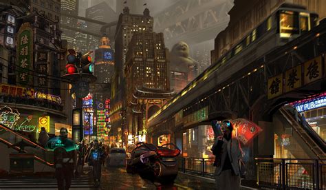 China Futuristic Cityscape City Artwork Cyberpunk