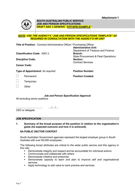 Try these our job letterhead guidelines. Job and Person Specification ASO3