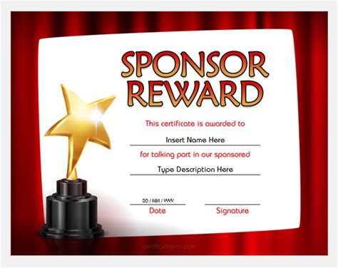 Sponsor Reward Certificate Templates For Word Download