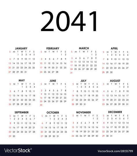2041 Calendar