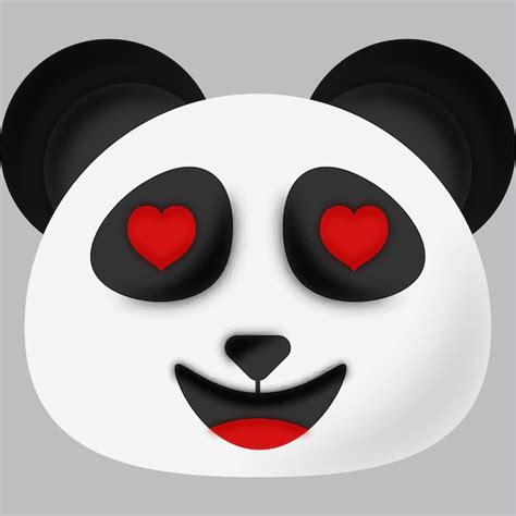 Premium Vector Heart Eyes Panda Animal Cartoon Face Emoji On Grey