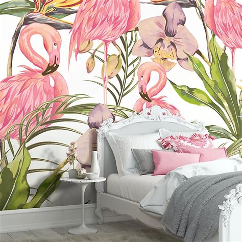 Origin Murals Pink Tropical Flamingo Matt Smooth Paste The Wall Mural