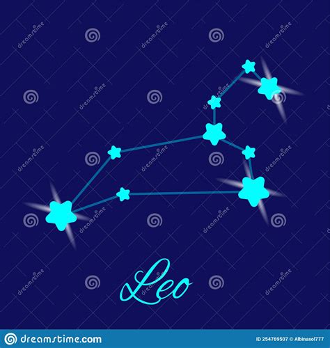 Zodiac Sign Leo On Blue Background Of The Starry Sky Stock Vector
