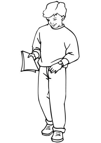 You can use this picture for backgrounds on laptop or computer with best quality. School Boy coloring page | Free Printable Coloring Pages