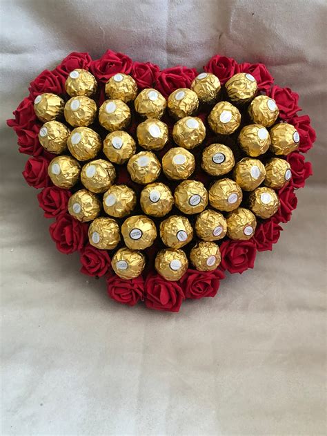 Ferrero Rocher Chocolate Heart Roses Gift Present Birthday Etsy Hong Kong